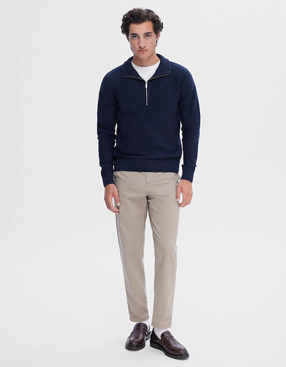 Homme Axel Long Sleeve Knit Half Zip Pullover Sky Captain