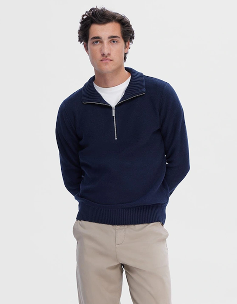 Homme Axel Long Sleeve Knit Half Zip Pullover Sky Captain