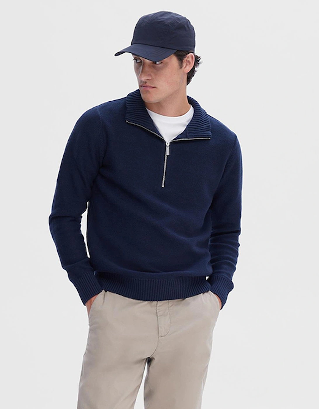 Homme Axel Long Sleeve Knit Half Zip Pullover Sky Captain