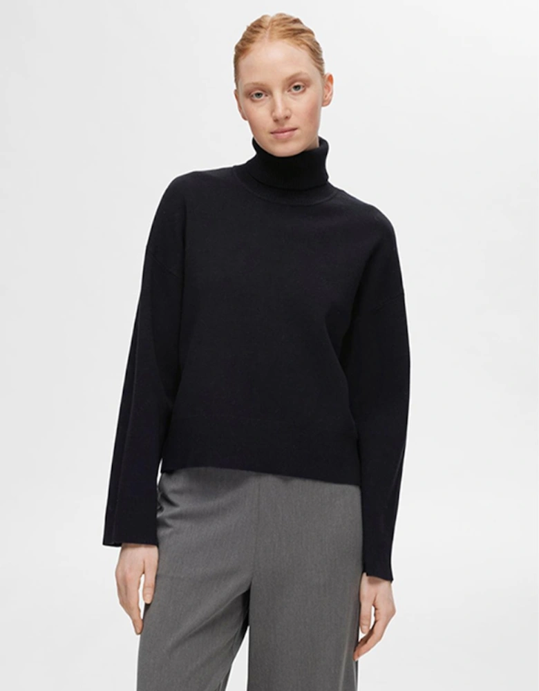 Femme Kamma LS Knit Roll Neck Pullover Black