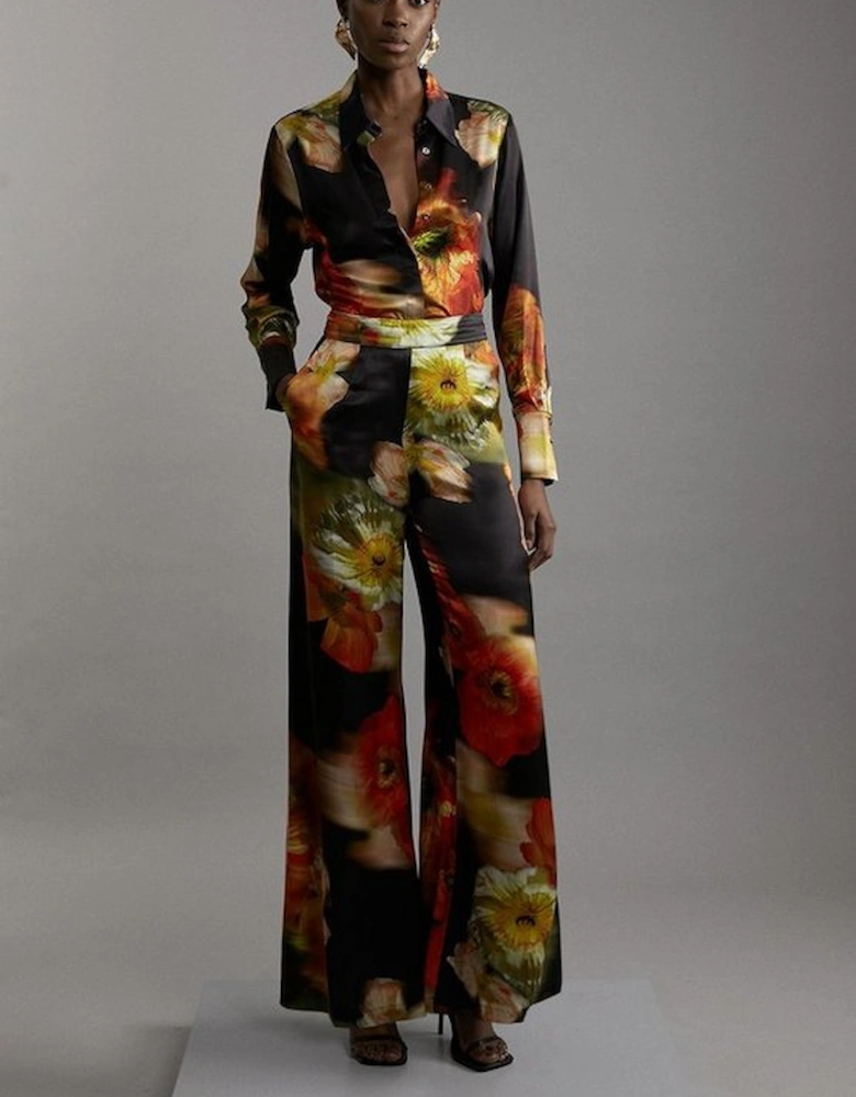 Tall Floral Satin Woven Trouser