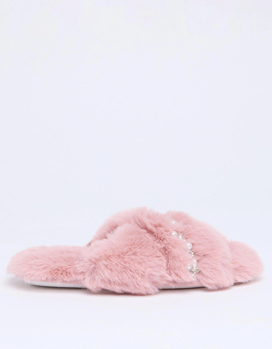 Embellished Crossband Slipper - Dusky Pink, 2 of 1