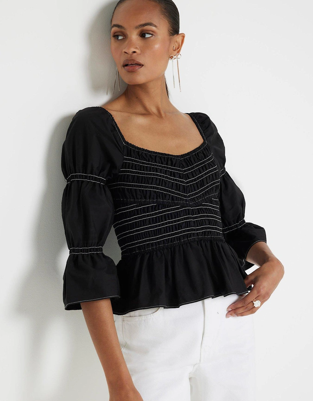 Shirred Detail Top - Black, 7 of 6