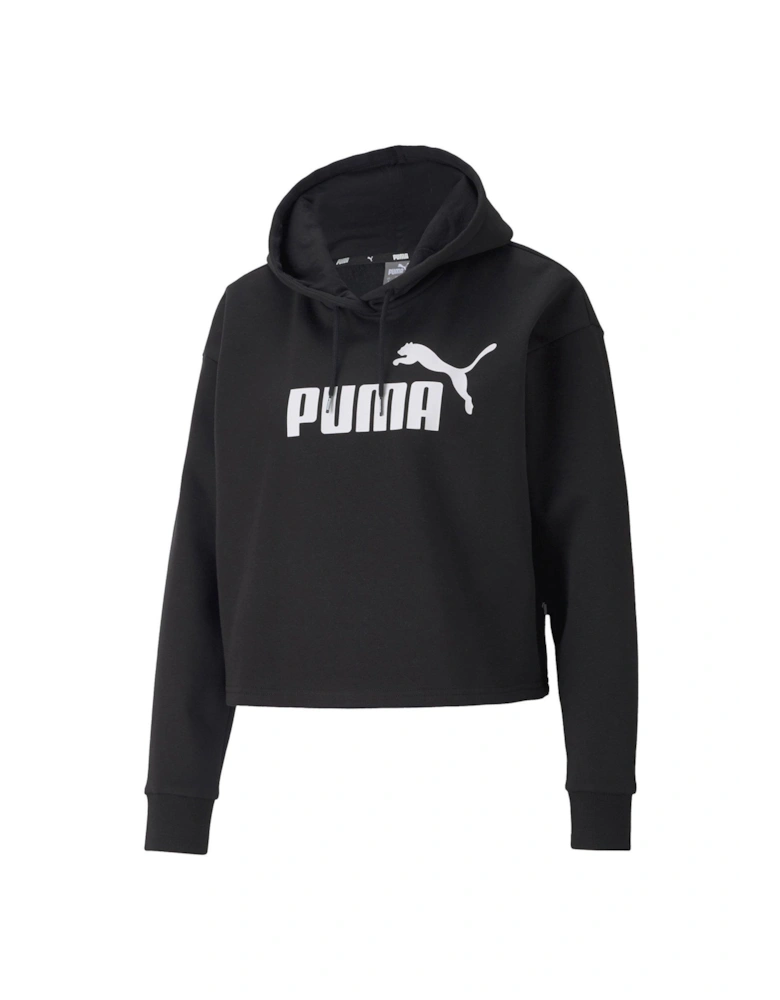 Women's Essentials Cropped Logo Hoodie - Black