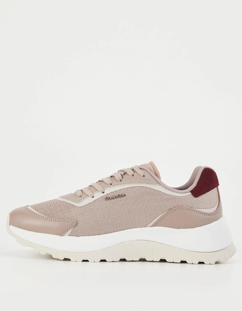 Mesh Runner Lace Up Trainer - Beige