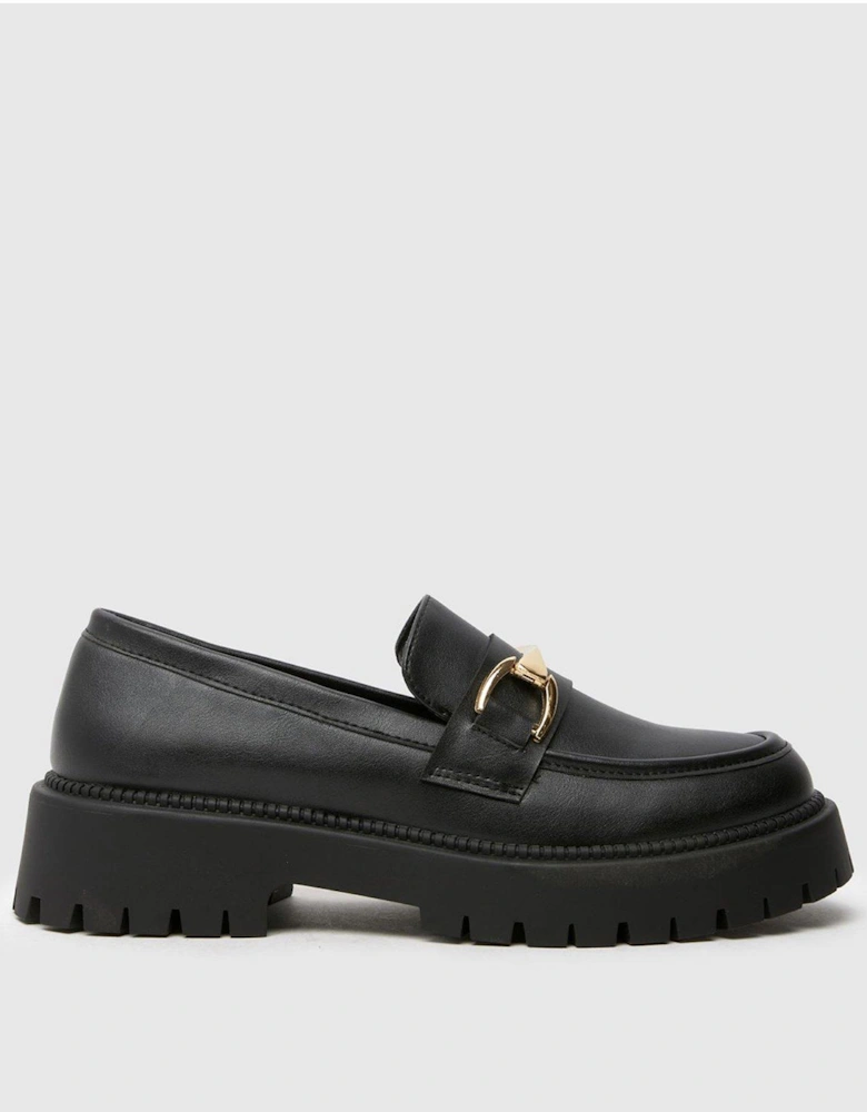 Lattice Feature Pu Loafer Youth - Black