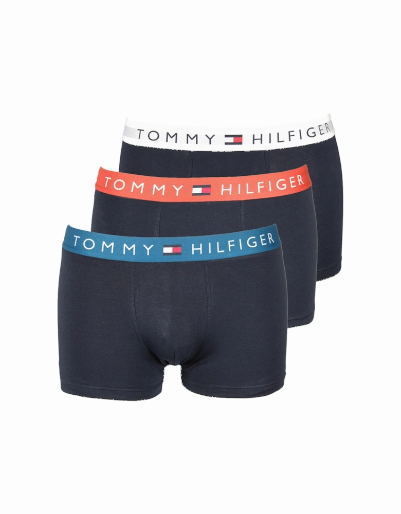 3-Pack TH Original Logo Boxer Trunks, Navy/Turquoise/White/Terracotta