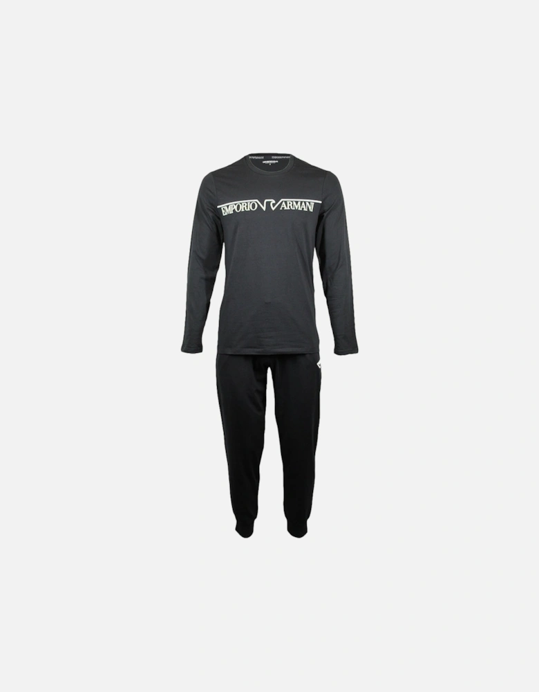 Stretch Cotton Long Pyjama Set, Black