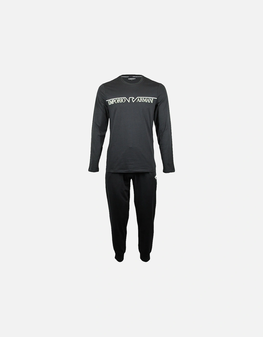 Stretch Cotton Long Pyjama Set, Black, 5 of 4