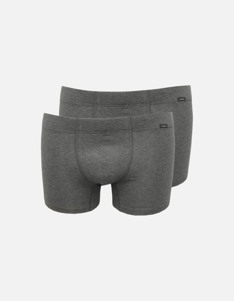 Cotton Essentials 2-Pack Boxer Trunks, Grey Melange