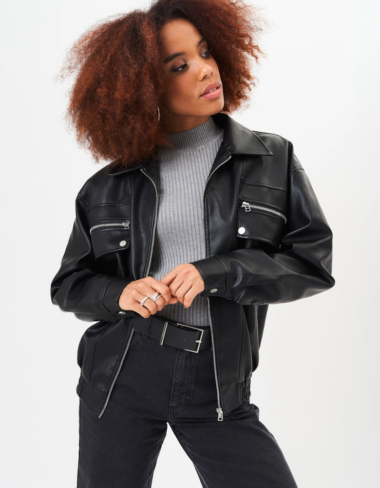 Black Faux Leather Jacket