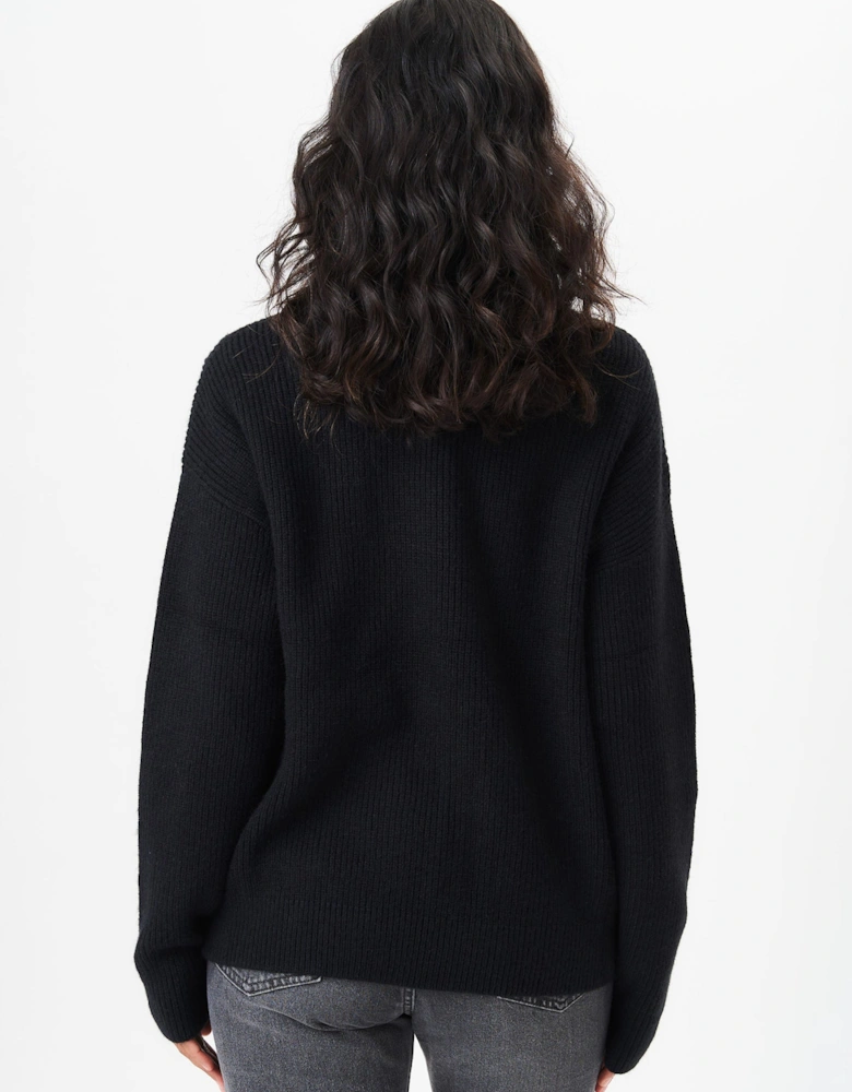 Black V Neck Knit Oversized Jumper