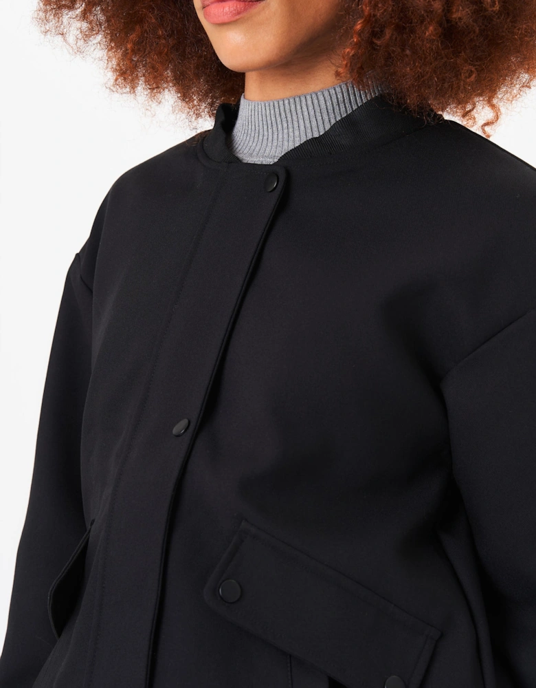 Black Zip Up Oversized Bomber Jacket