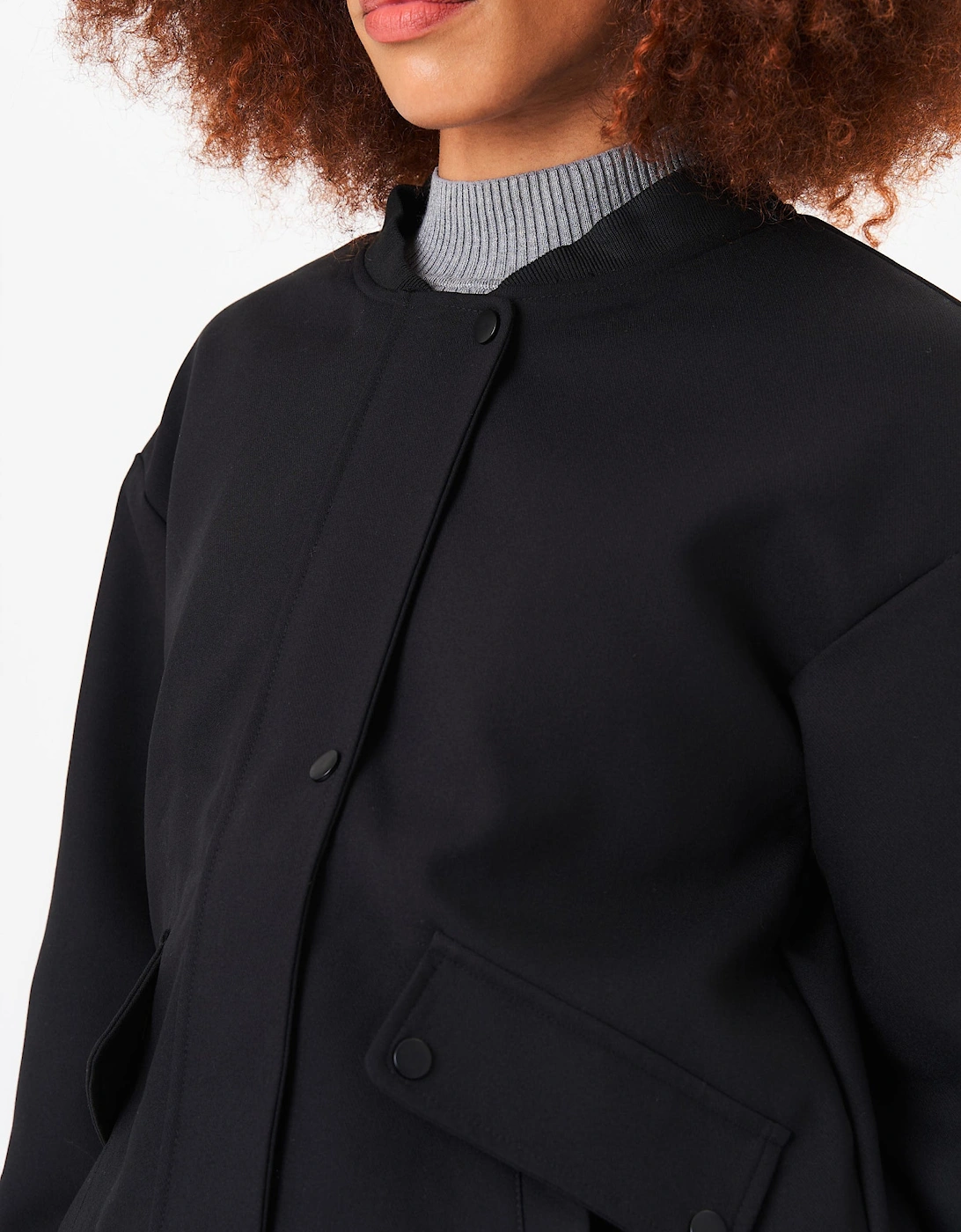 Black Zip Up Oversized Bomber Jacket