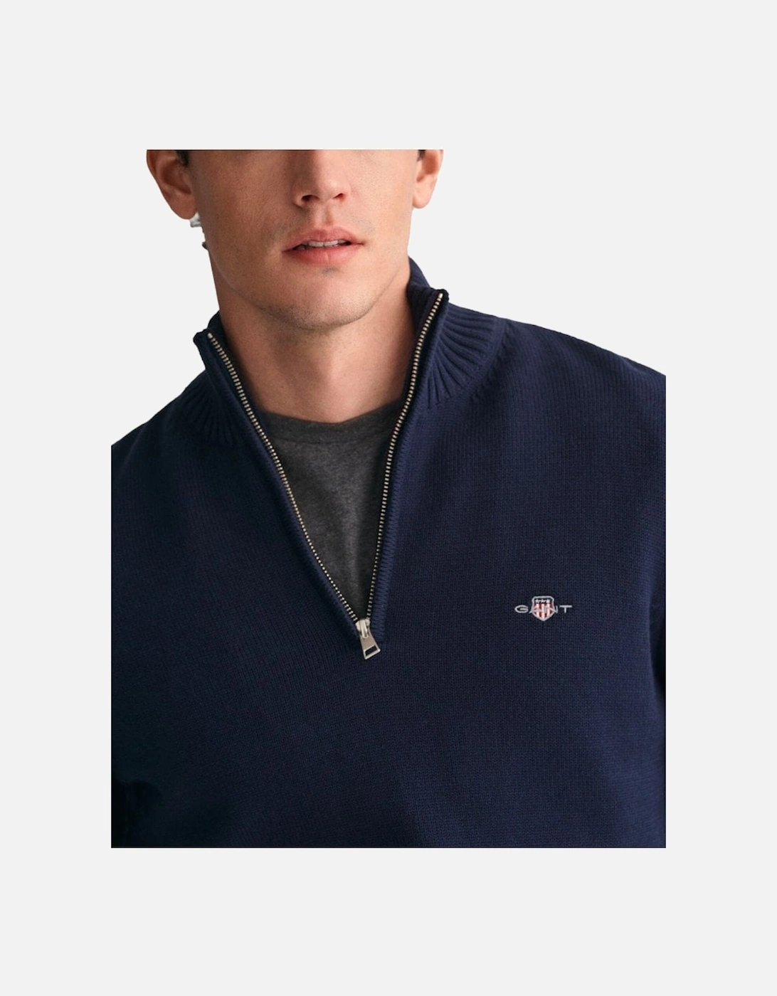 Casual Cotton Half Zip Evening Blue