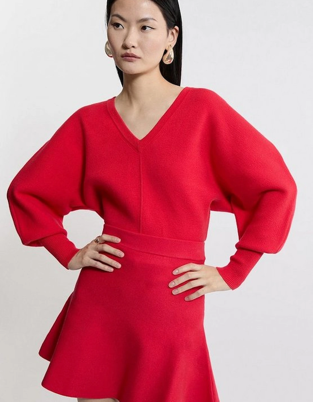 Compact Wool Look V Neck Batwing Knit Jumper, 5 of 4