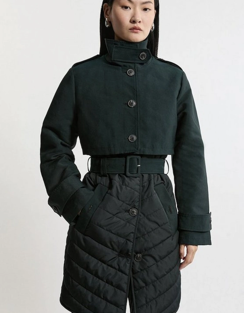 Lightweight Padded Hybrid Short Trench Coat