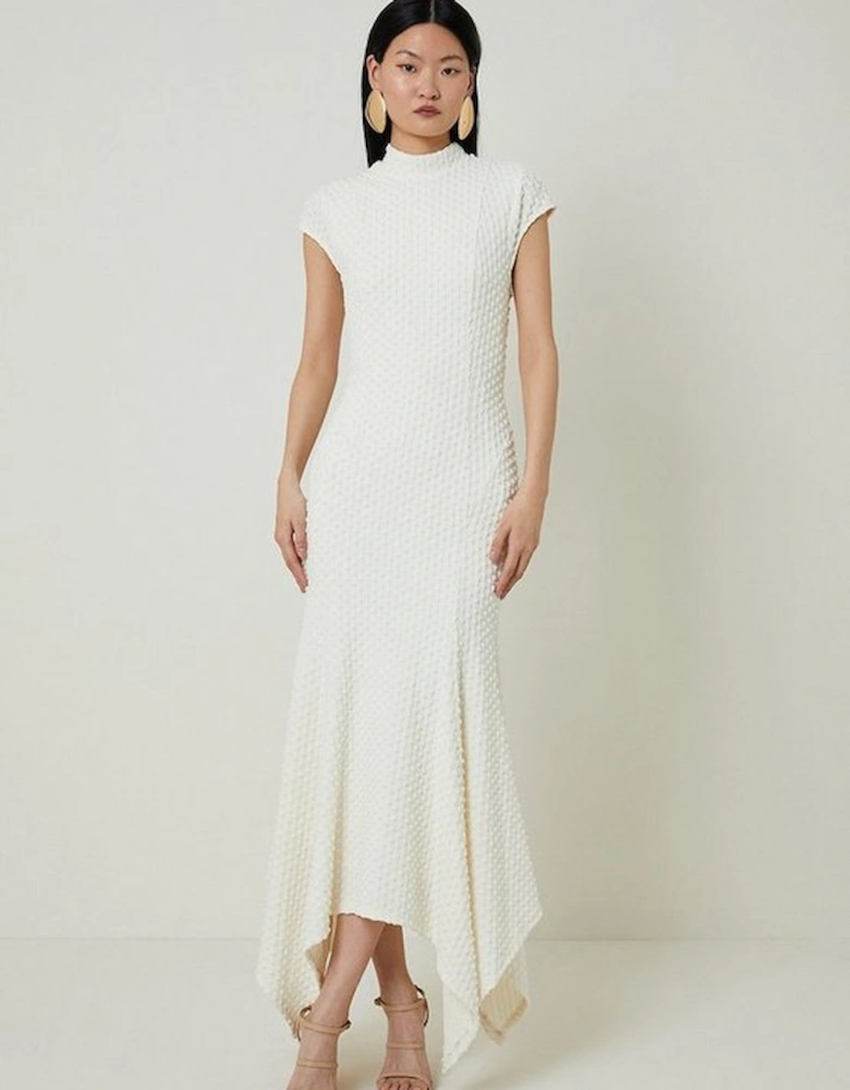 Petite Maxi Textured Jersey Waterfall Dress