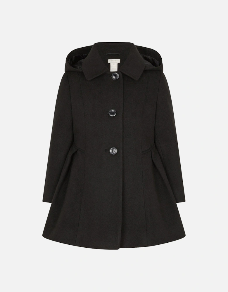 Girls Pleated Skirt Coat - Black