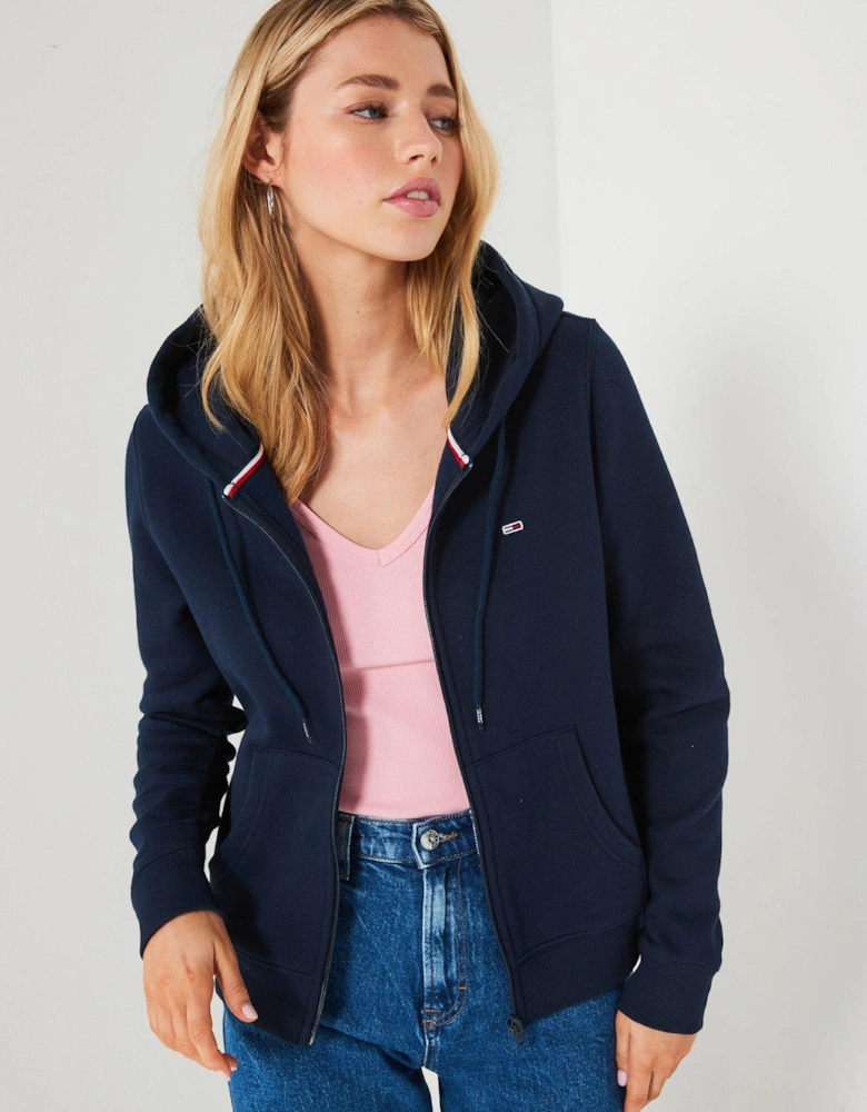 Flag Logo Zip Through Hoodie - Navy