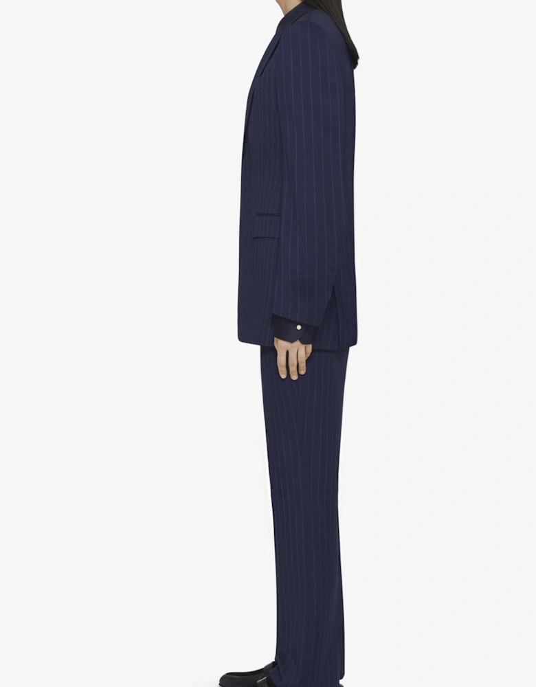 Virgin Wool Straight Leg Trousers Navy