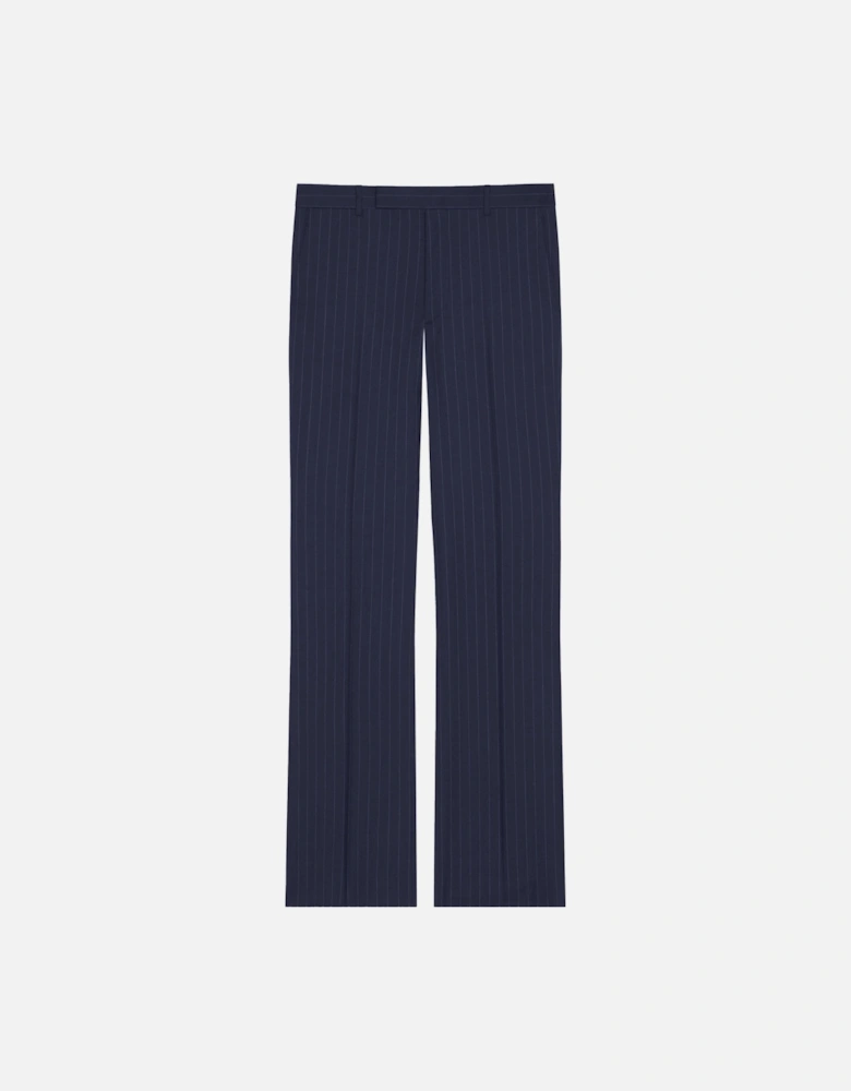 Virgin Wool Straight Leg Trousers Navy