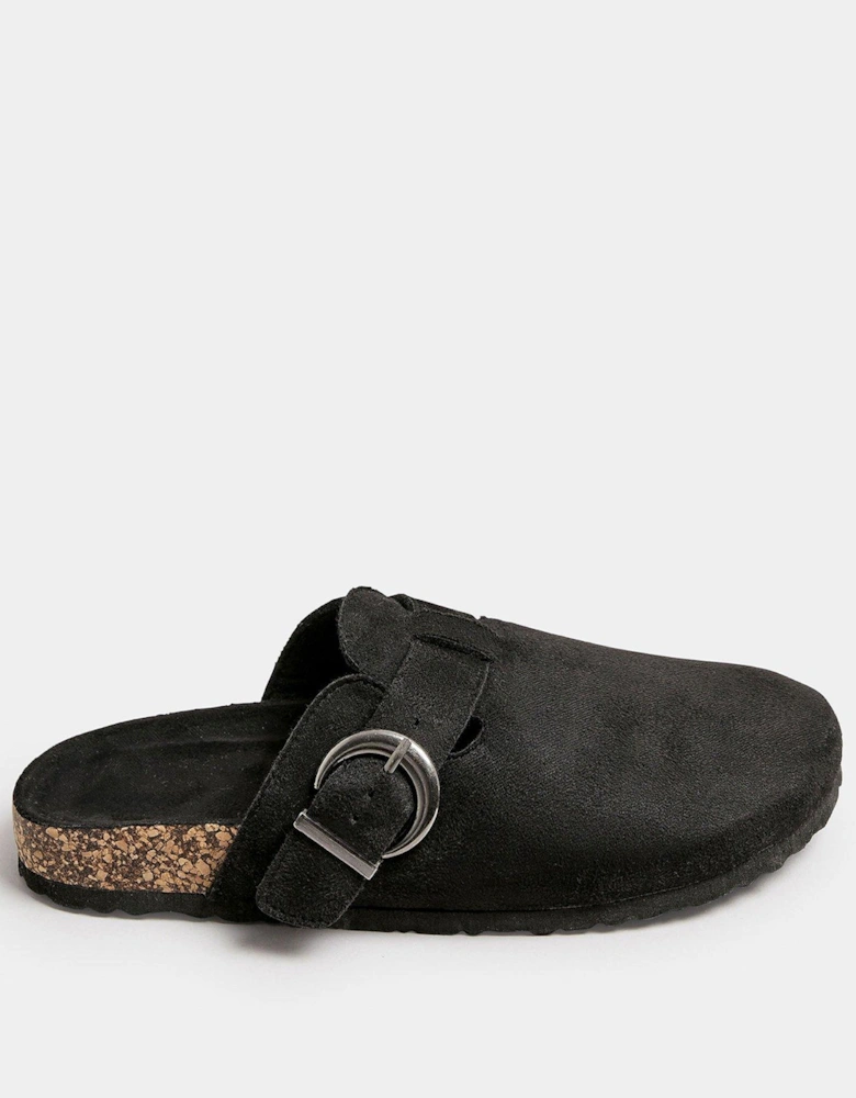 Faux Suede Footbed Clogs - Black