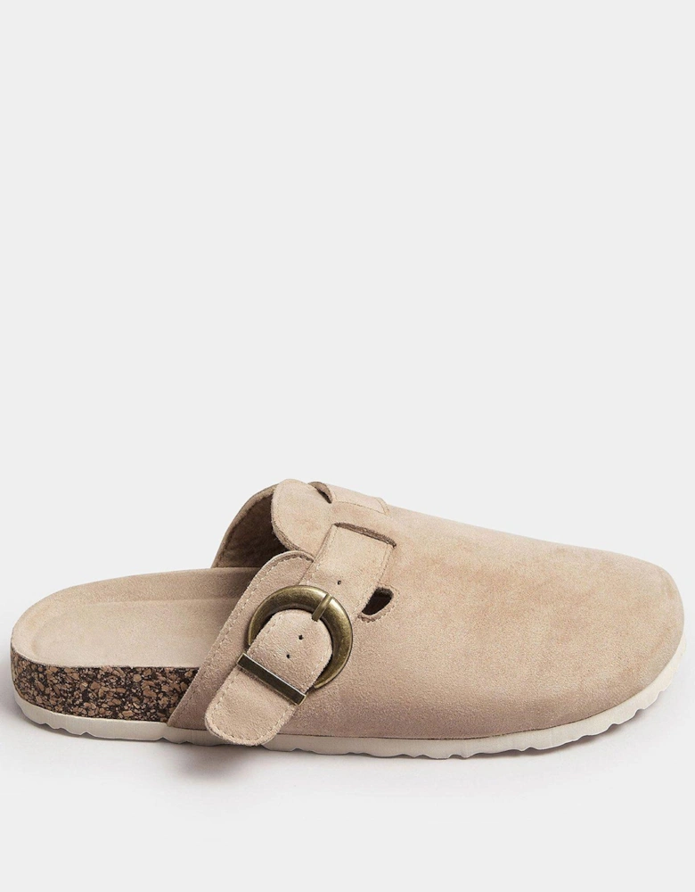 Faux Suede Footbed Clogs - Natural