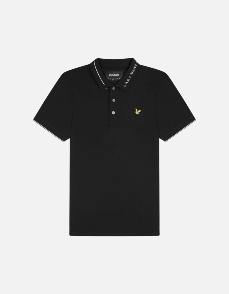 Lyle Scott Branded Ringer Black Polo Shirt