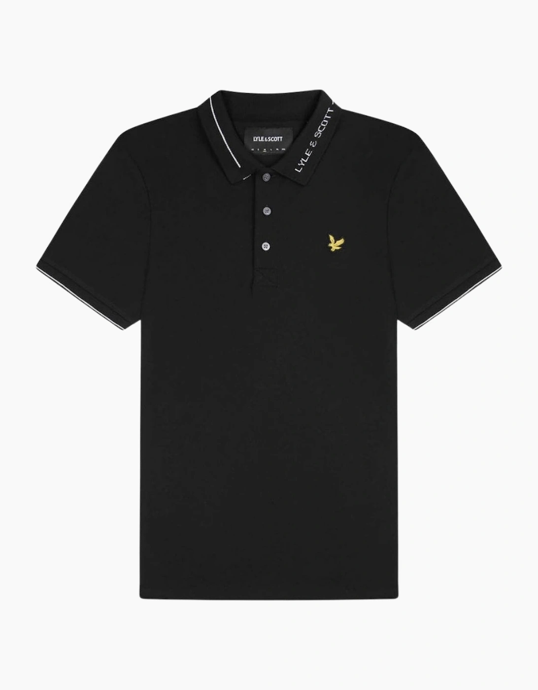 Men's Lyle & Scott Branded Ringer Black Polo Shirt - Size: 40