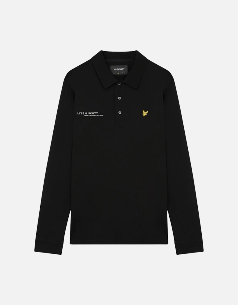 Lyle Scott Jet Black Plain Long Sleeved Polo Shirt