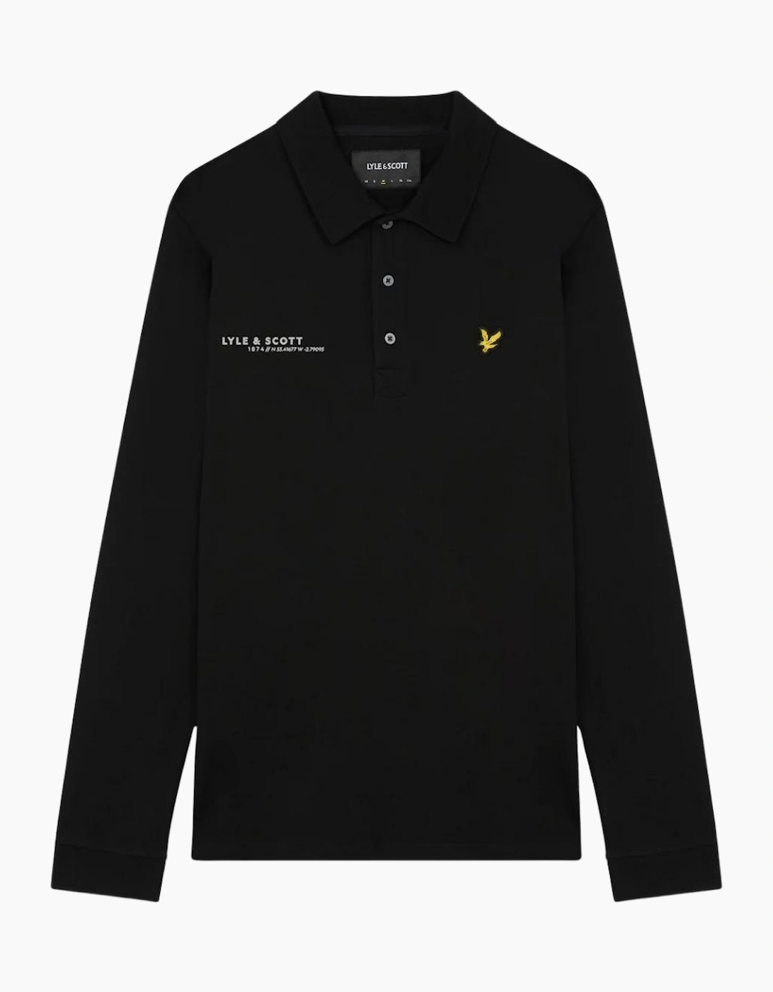 Men's Lyle & Scott Jet Black Plain Long Sleeved Polo Shirt - Size: 40