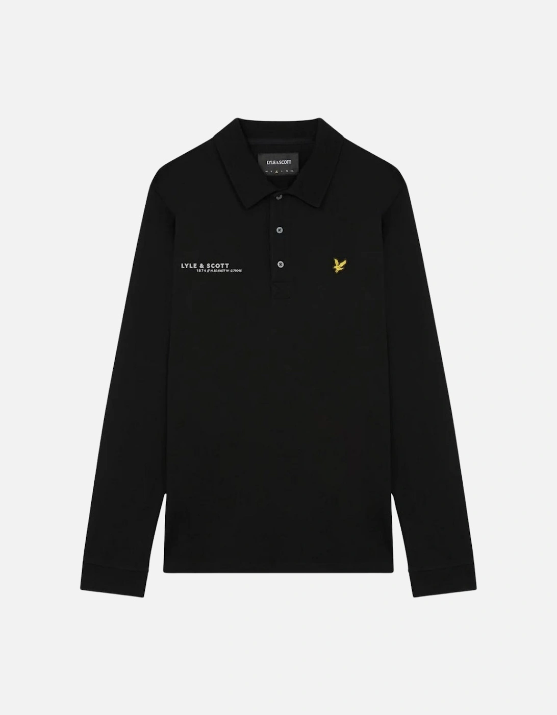 Lyle Scott Jet Black Plain Long Sleeved Polo Shirt, 2 of 1