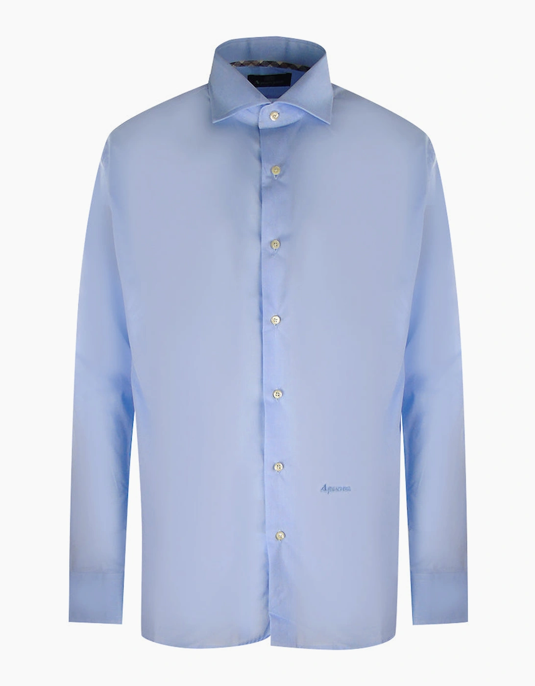 Aquascutum Men's Blue Branded Plain Long Sleeve Shirt - Size: Regular/34