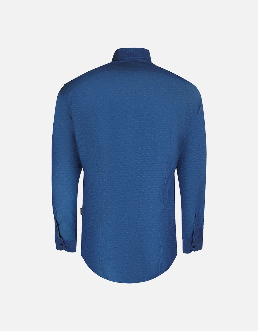 Textured Long Sleeve Dark Blue Shirt