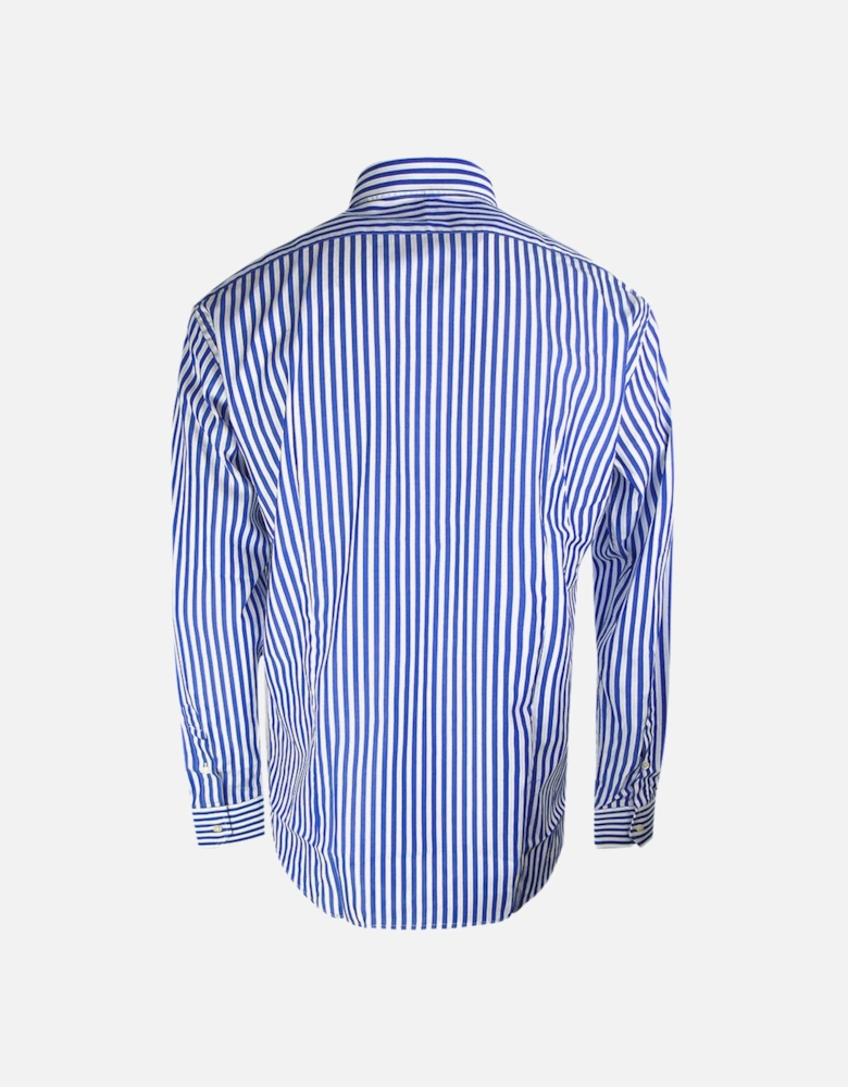 Striped Pattern Long Sleeve Blue Shirt