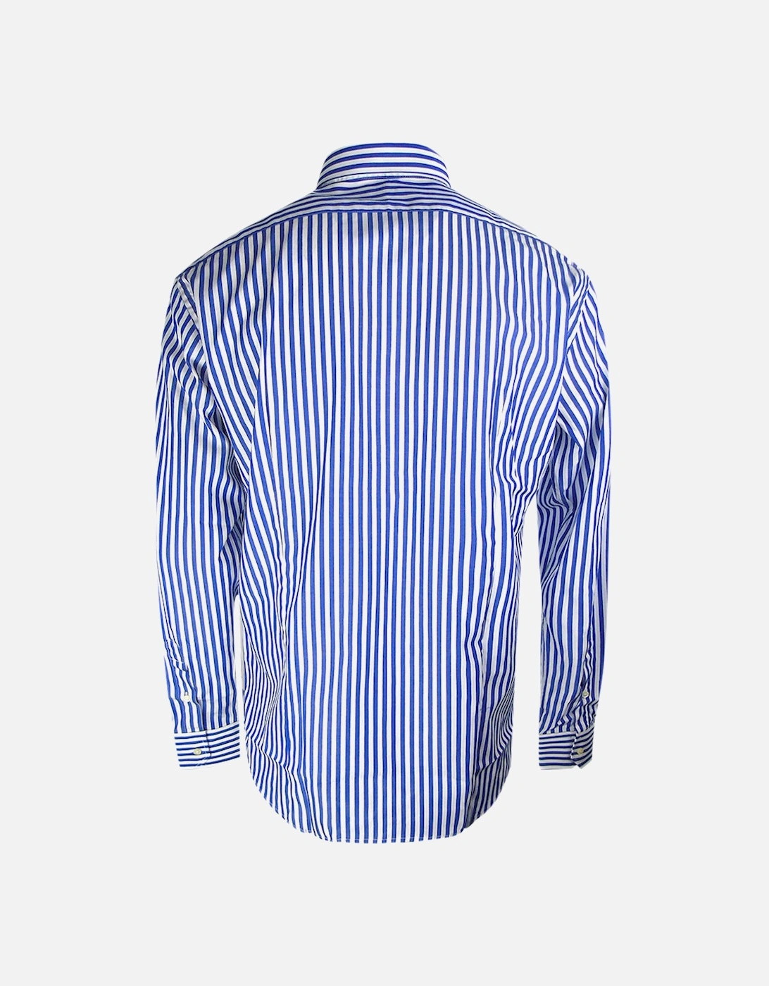 Striped Pattern Long Sleeve Blue Shirt