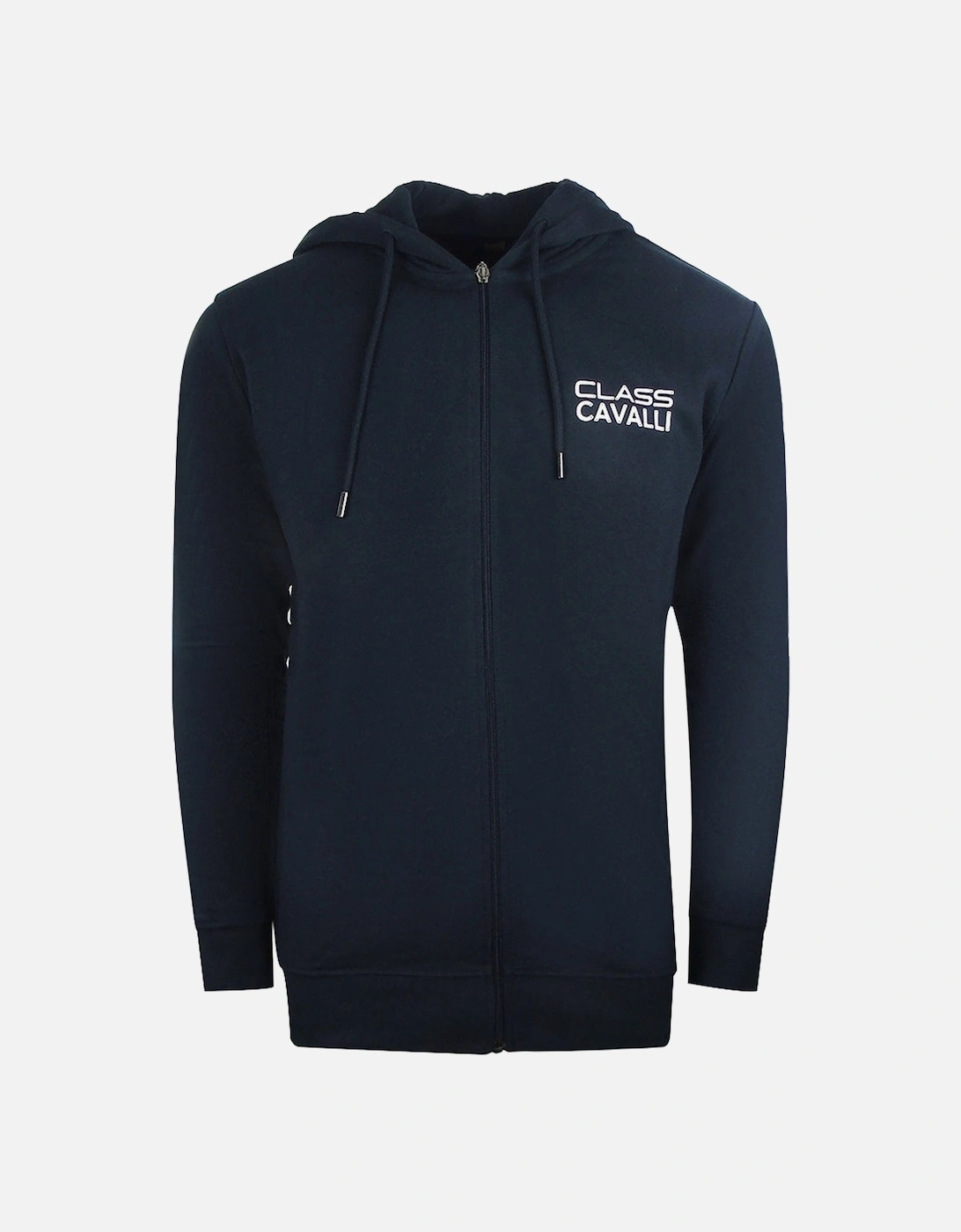 Cavalli Class Reverse Logo Navy Blue Zip Up Hoodie, 2 of 1