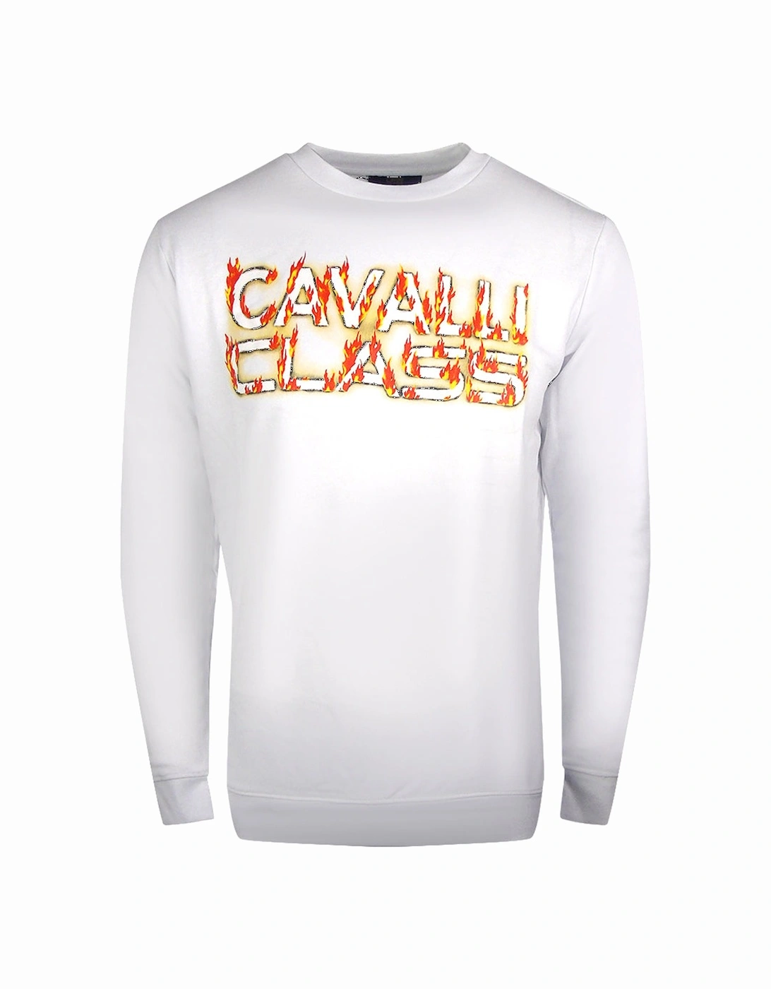 Cavalli Class Fire Logo Design White Sweatshirt, 2 of 1