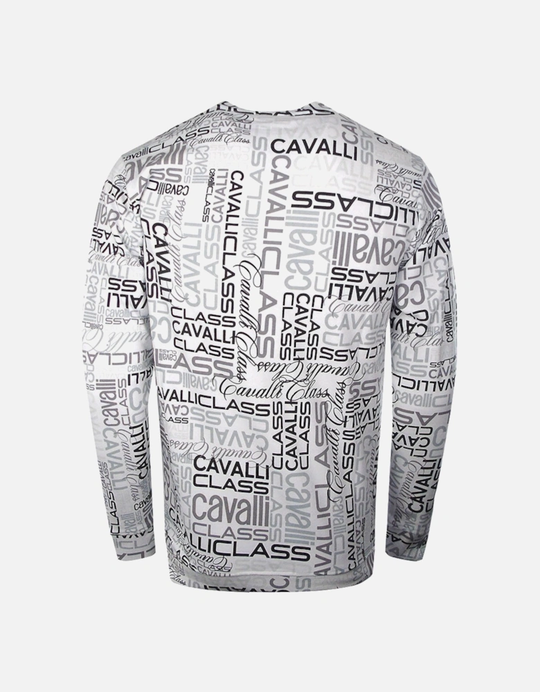 Cavalli Class Multi Logo Design White Sweatshirt