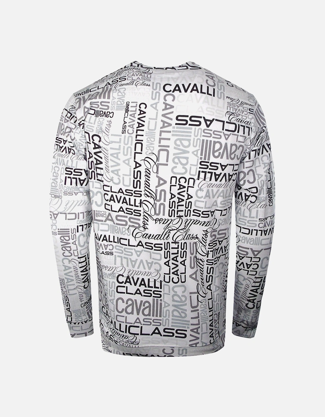 Cavalli Class Multi Logo Design White Sweatshirt