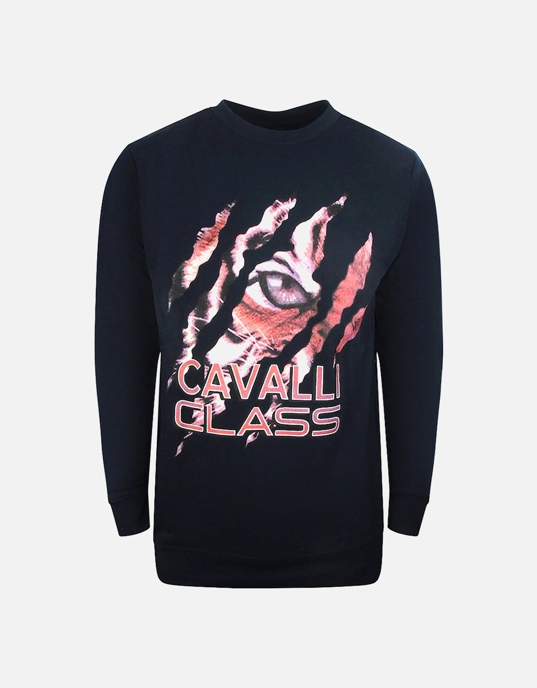 Cavalli Class Peeking Tiger Design Navy Blue Sweatshirt, 2 of 1