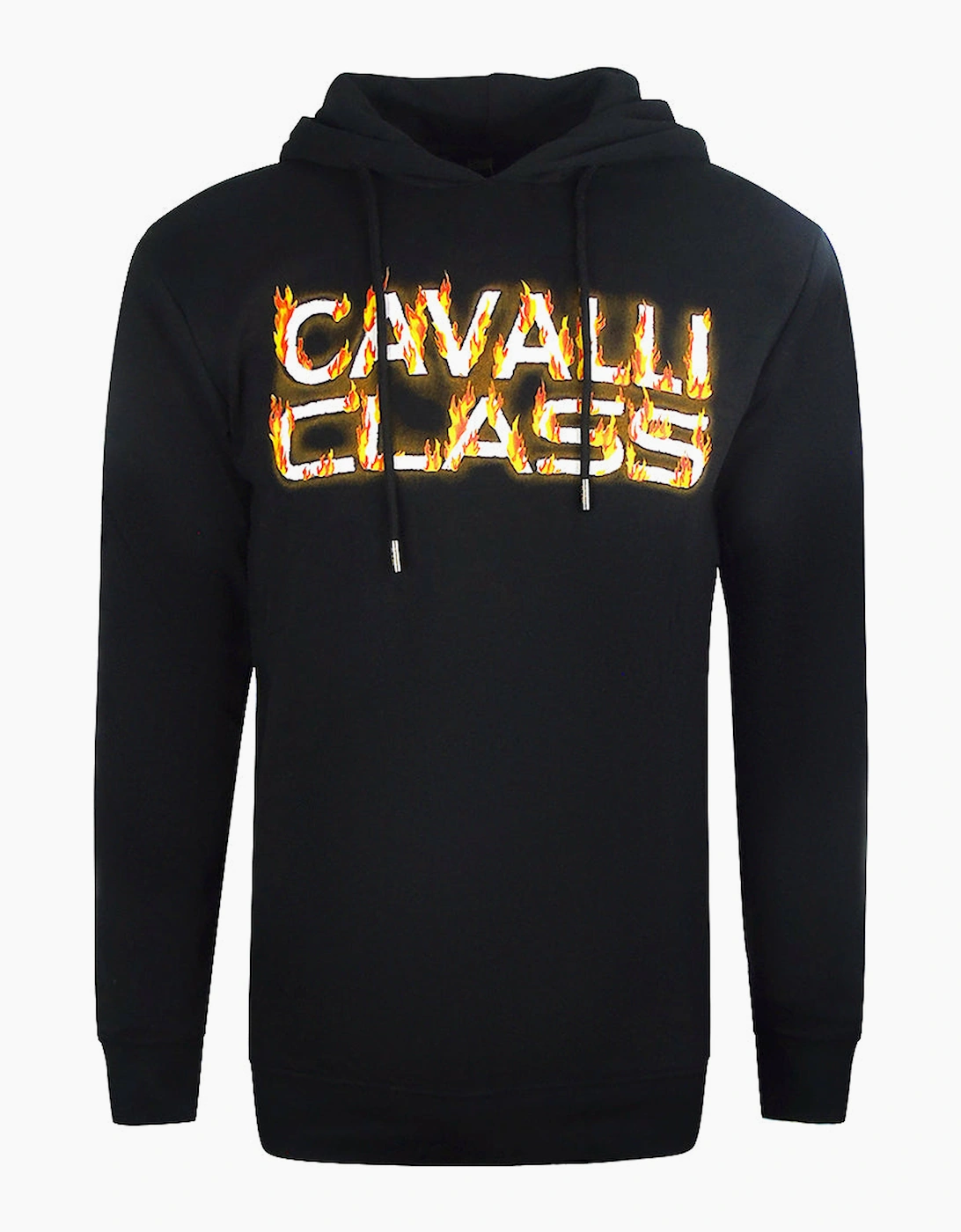 Roberto Cavalli Men's Black Cavalli Class Fire Logo Hoodie - Size: 44