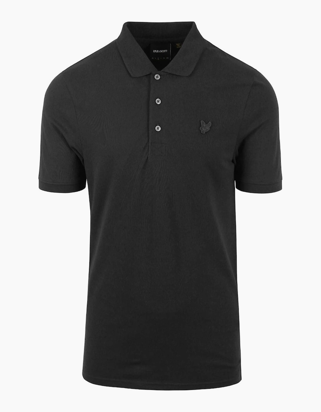 Men's Lyle & Scott Tonal Eagle Grey Polo Shirt - Black/Black - Size: 36