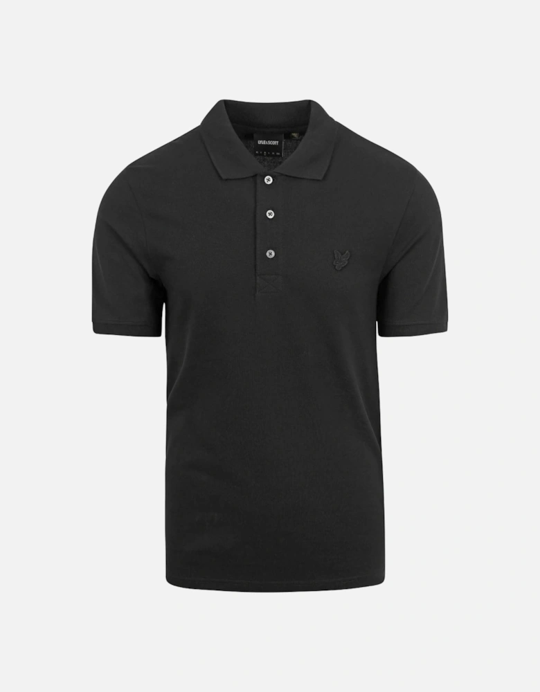 Lyle Scott Tonal Eagle Jet Black Polo Shirt