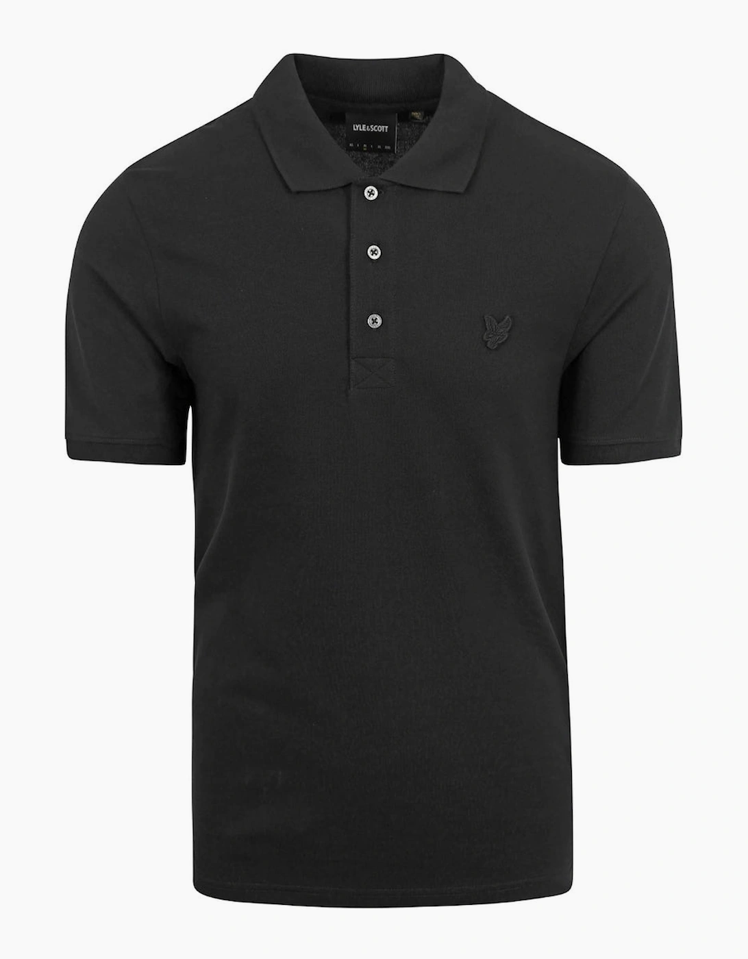 Men's Lyle & Scott Tonal Eagle Jet Black Polo Shirt - Size: 38