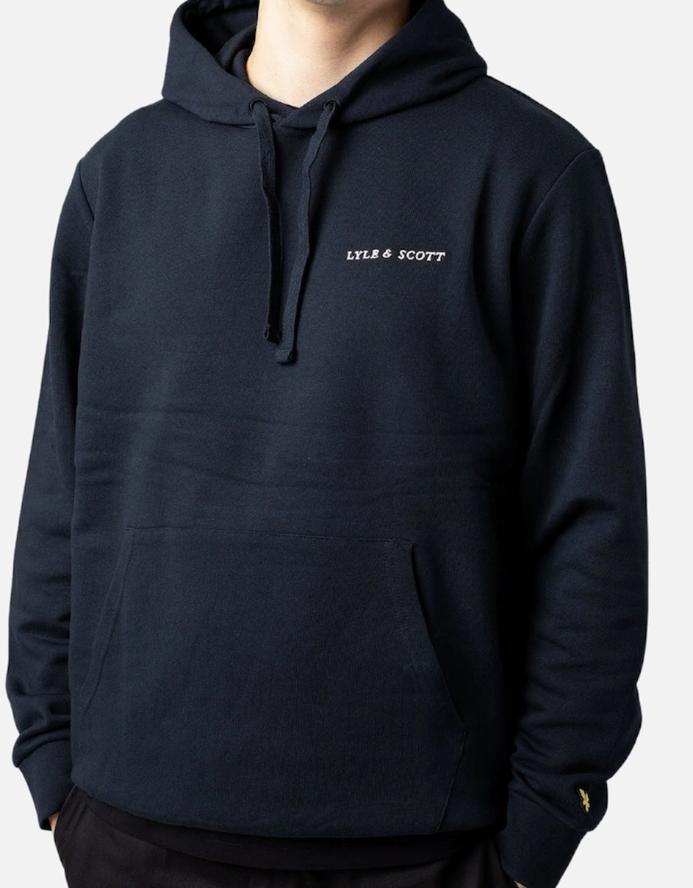 Lyle Scott Loopback Embroidered Logo Navy Blue Pull Over Hoodie