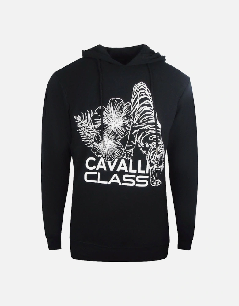 Cavalli Class Floral Logo Black Hoodie