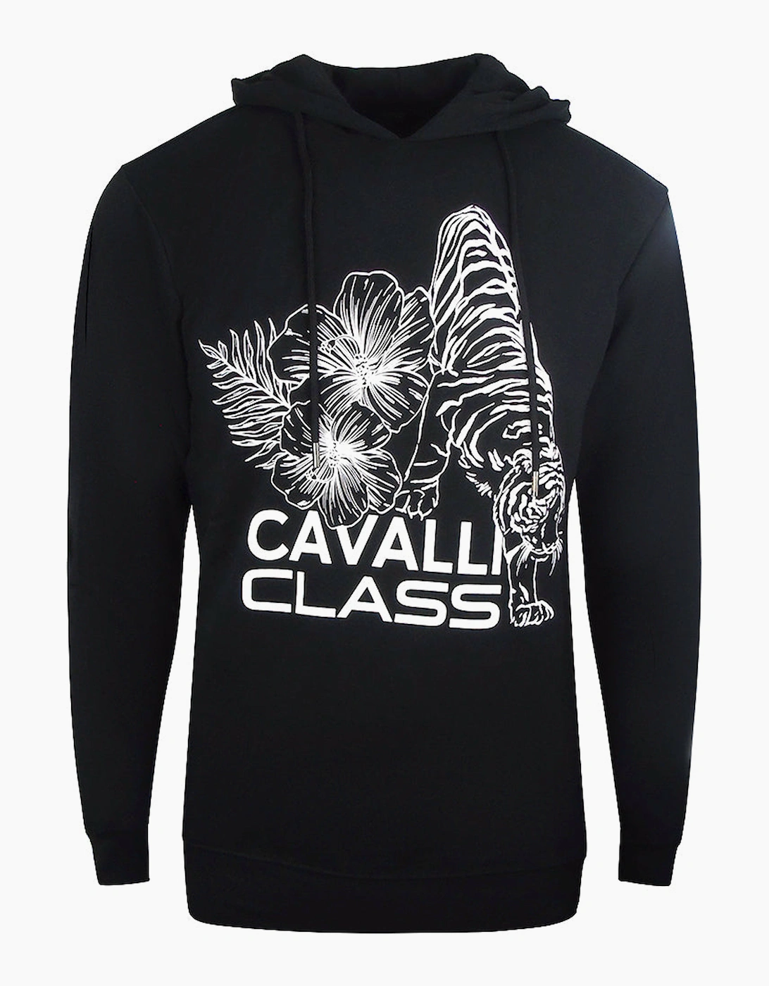Roberto Cavalli Men's Black Cavalli Class Floral Logo Hoodie - Size: 44