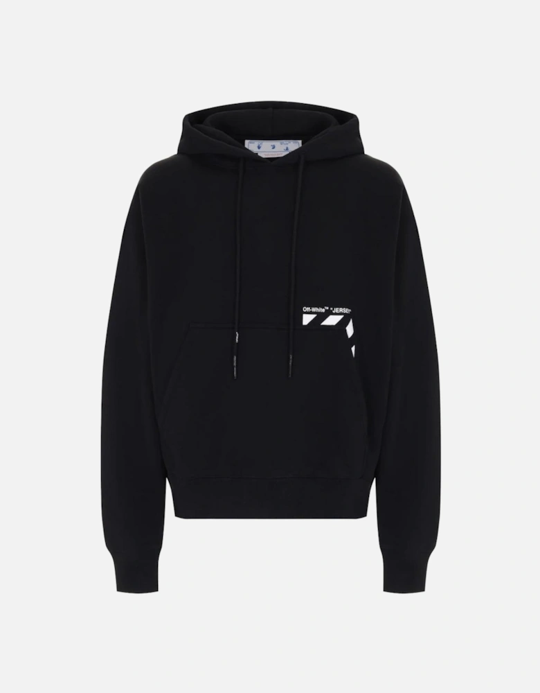 Off White Diag Pocket Design Skate Fit Black Hoodie